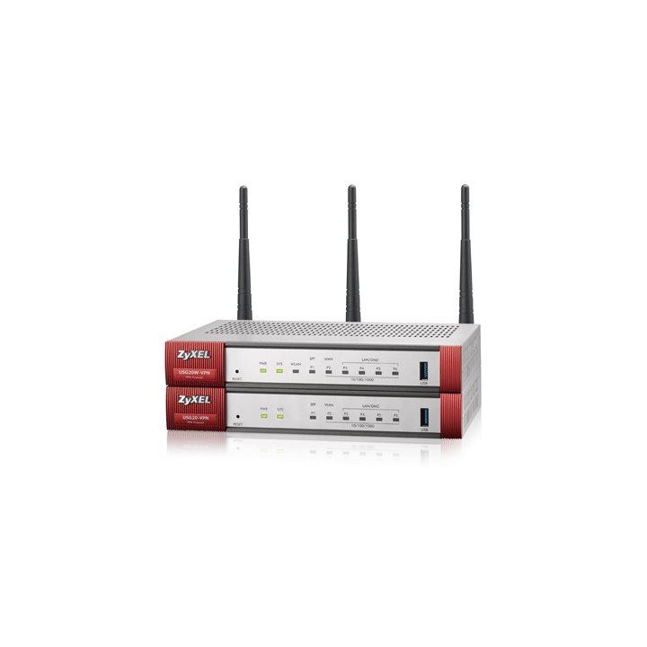 ZyXEL USG20W-VPN, VPN Firewall, 10x VPN (IPSec/L2TP), up to 15 SSL (5 included),  1x WAN, 1x SFP, 4x LAN/DMZ, 1x USB por