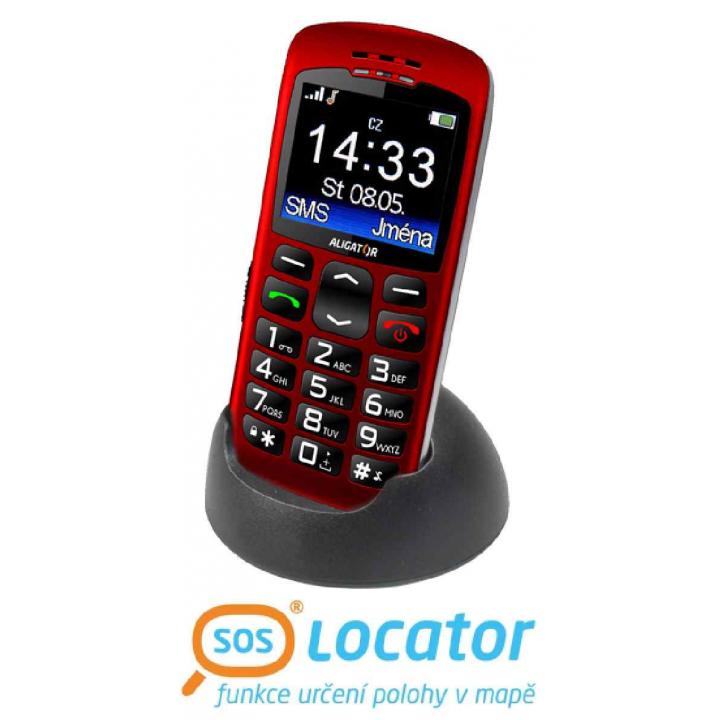 Aligator A670 Senior červený + stolní nabíječka Mobilní telefon