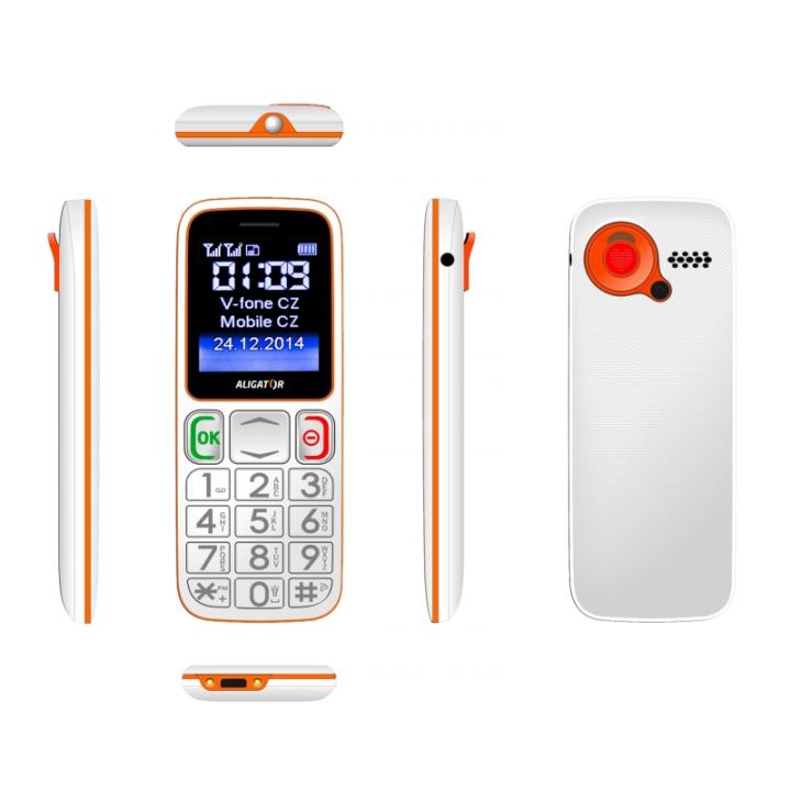 Mobilní telefon Aligator Senior A320 DualSim - bílý/ oranžový