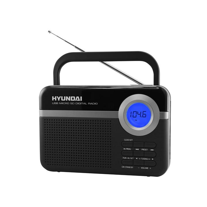 Hyundai PR 471 PLL SU BS radiopříjímač, digitální FM tuner, USB a mikro SD vstup, černý