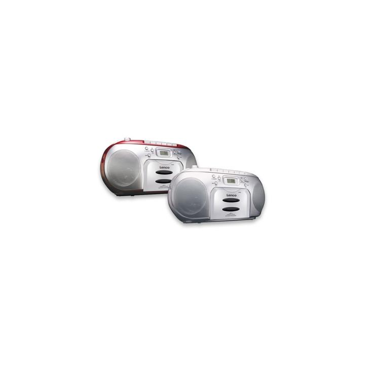 Lenco SCD 420 RD červeno-stříbrné rádio s CD a kazetovým přehrávačem