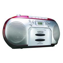 Lenco SCD 420 RD červeno-stříbrné rádio s CD a kazetovým přehrávačem