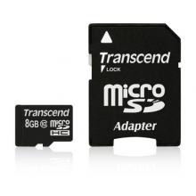 Transcend 8GB microSDHC (Class 10) paměťová karta (s adaptérem)