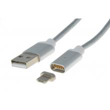 PremiumCord ku2m1fgs Kabel USB/micro USB 2.0, 1m magnet. stříbrný