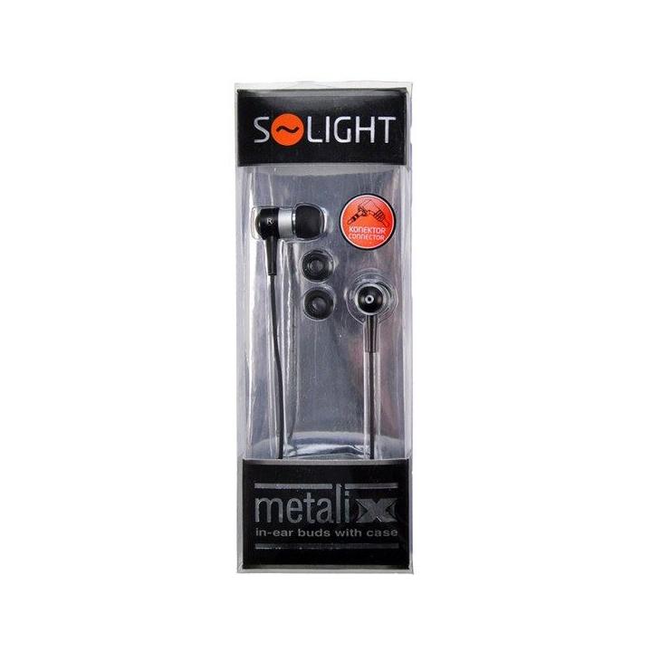 Solight Sluchátka pecky, 10mm, metalická barva, černá 1J11B