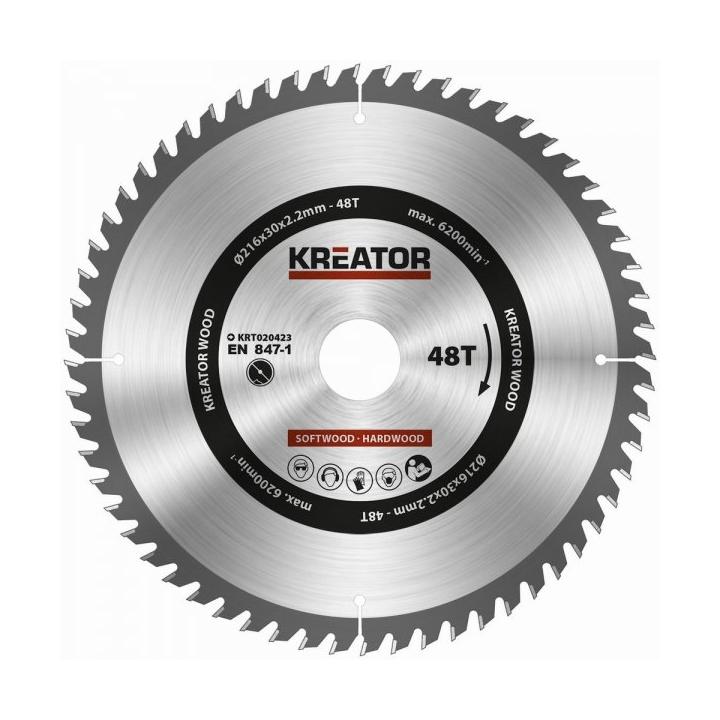 KREATOR KRT020423 - Pilový kotouč na dřevo 216mm, 48T