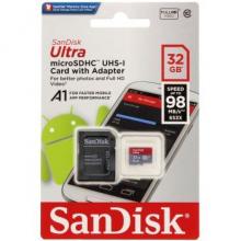 SanDisk microSDHC 32GB UHS-I U1 SDSQUAR-032G-GN6MA + adaptér