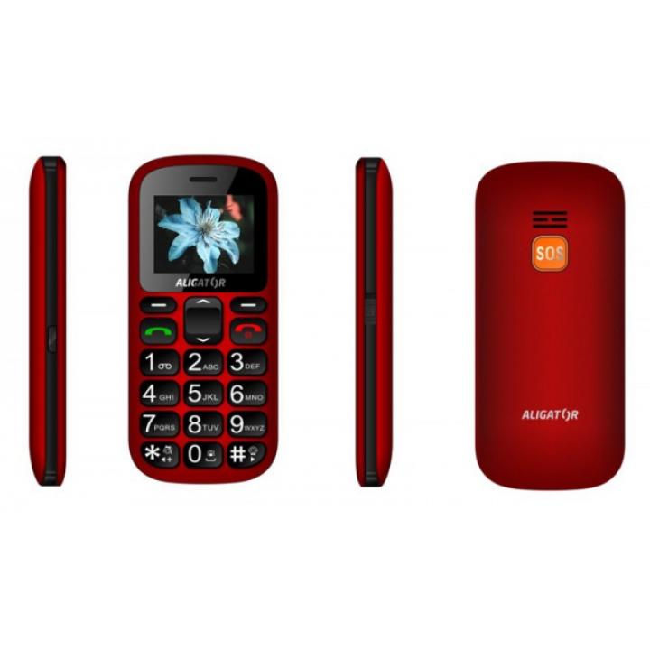 Aligator A321 Senior červený + stolní nabíječka Mobilní telefon
