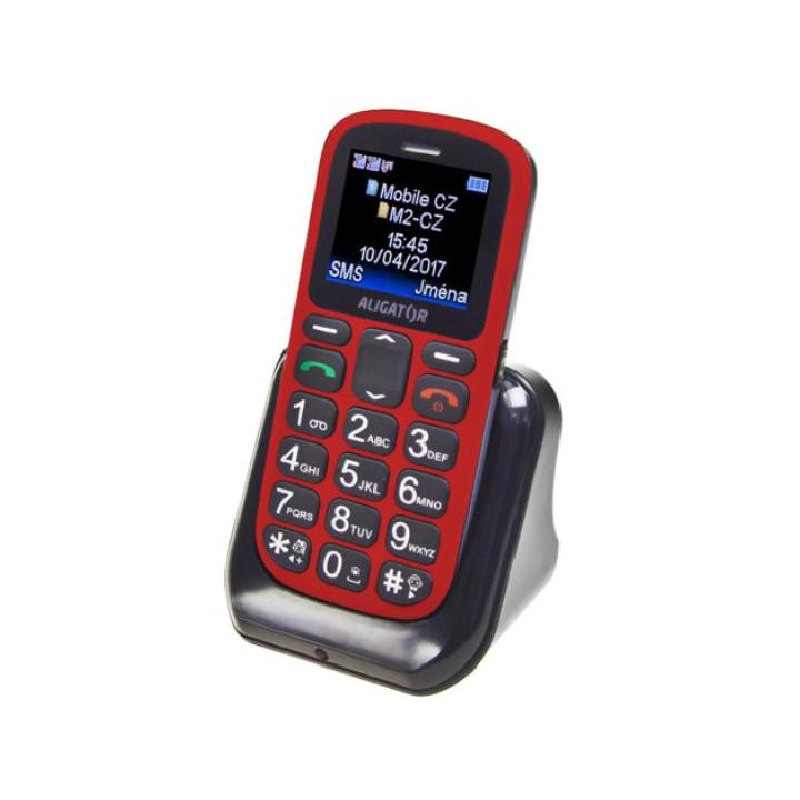 Aligator A321 Senior červený + stolní nabíječka Mobilní telefon