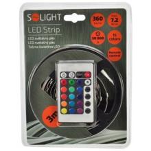 Solight LED světelný pás 3m, RGB, sada s 12V adaptérem a dálk. ovladačem, 7,2W/m, IP20 WM55