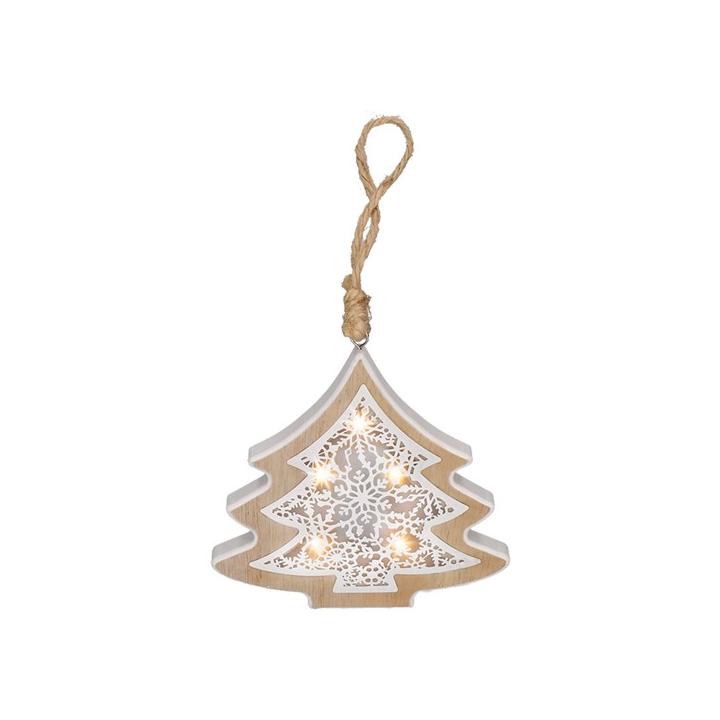 Solight Solight LED vánoční stromek, dřevěný dekor, 6LED