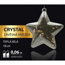 Vánoční hvězda se strunou stříbrná 15 LED Crystal 18000321 na baterie