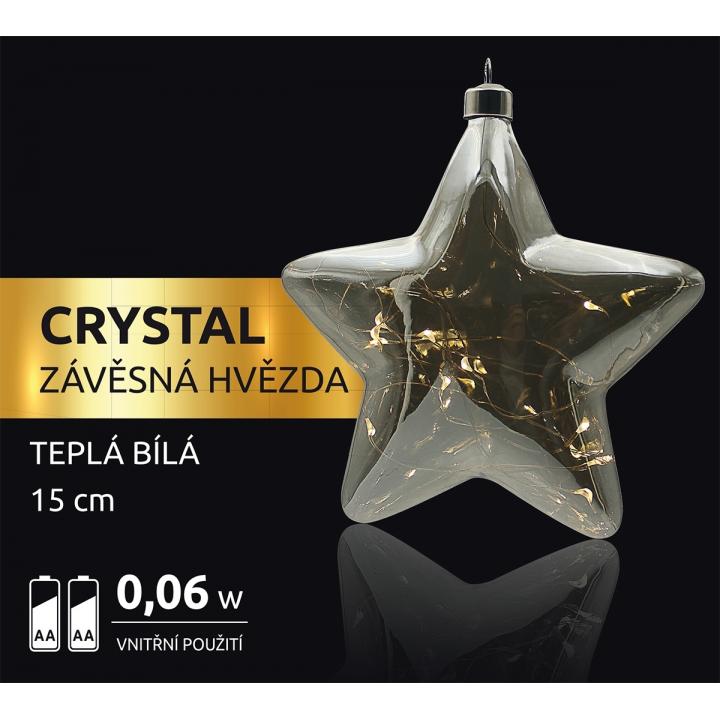 Vánoční hvězda se strunou stříbrná 12 LED Crystal 18000322 na baterie