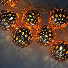 Solight LED řetěz vánoční koule měděné, 10LED řetěz, 1m, 2x AA, IP20