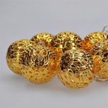 Vánoční LED řetěz - zlaté koule - 10xLED , 1 metr, IP20, 2xAA, teplá bílá - Solight (1V207-G)