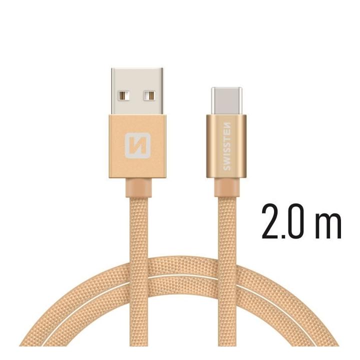 Swissten Kabel USB-C textilní 2m 3A
