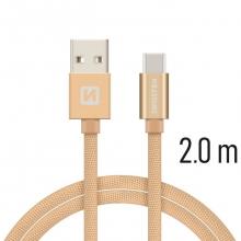 Swissten Kabel USB-C textilní 2m 3A