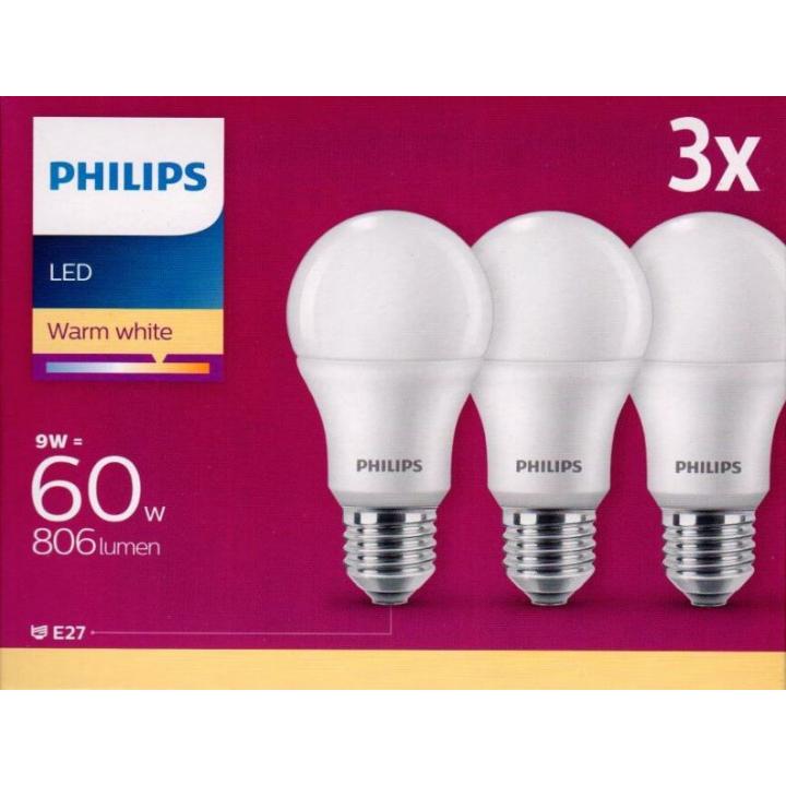Philips LED žárovka  E27 9W 2700K 230V A60 SET 3ks