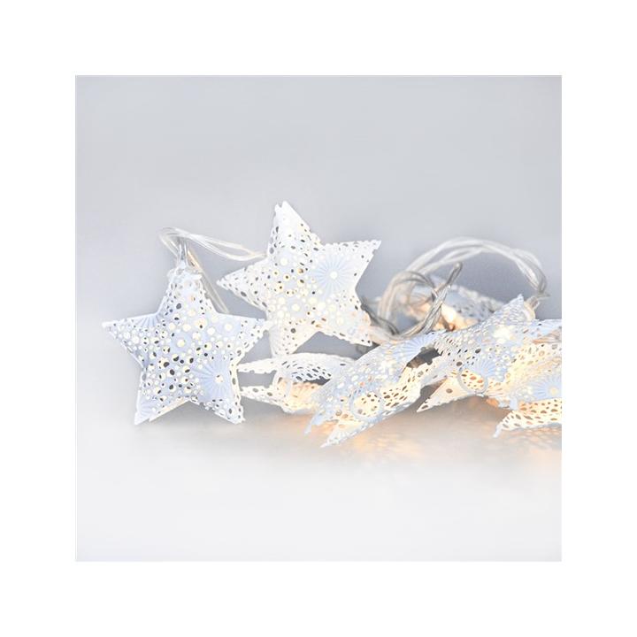 Solight LED řetěz vánoční hvězdy, kovové, bílé, 10LED, 1m, 2x AA, IP20 , 1V224