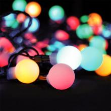 LED 2v1 venkovní vánoční řetěz, koule, dálkový ovladač - 200 LED, RGB+bílá, 20m+5m, 8 funkcí, IP44 - Solight (1V09-RGB)