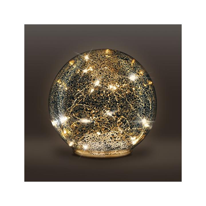 Solight LED skleněná vánoční koule 20LED měděná struktura 3x AAA