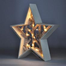 Solight LED vánoční hvězda přírodní dřevo 2 x AA teplá bílá
