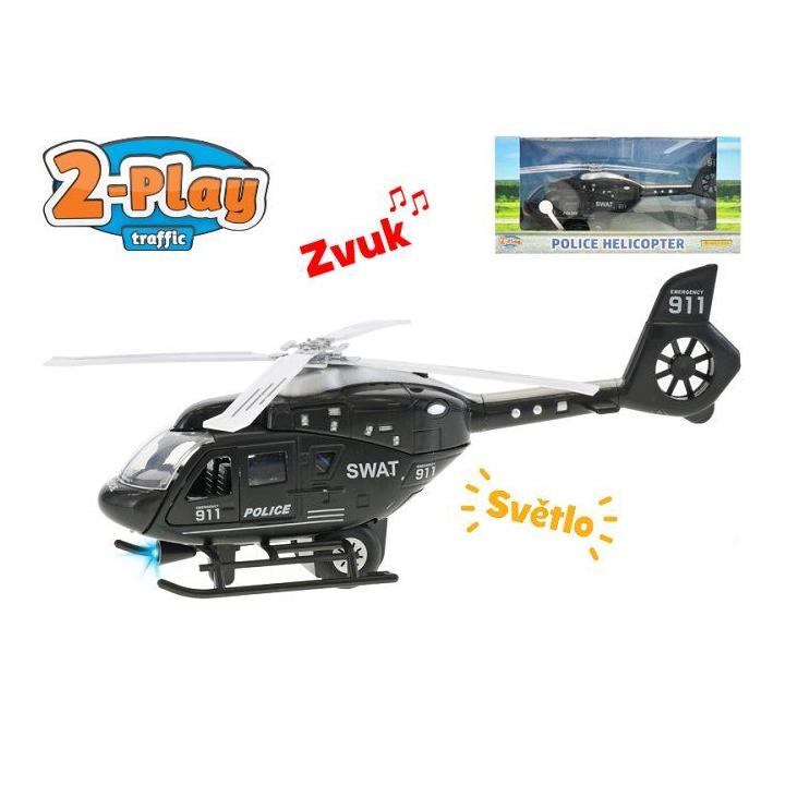 Mikro Trading Vrtulník policejní 22cm kov 2Play na zpětný chod na baterie se světlem a zvukem