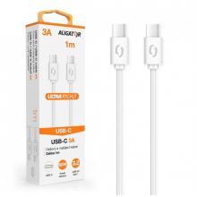 Datový kabel ALIGATOR POWER 3A, USB-C/USB-C, 1m bílý