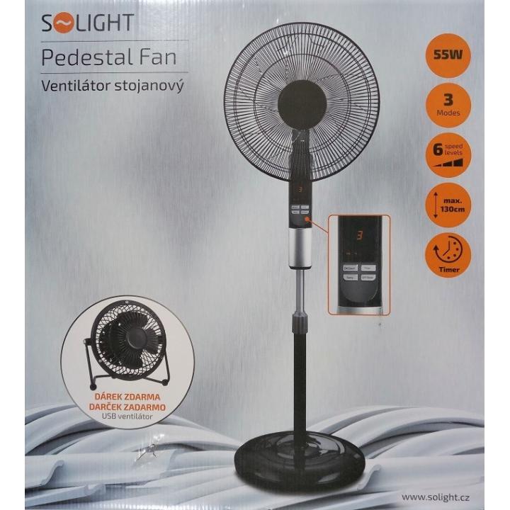 Solight ventilátor stojanový 45cm černý + dárek(ventilátor 1S24)