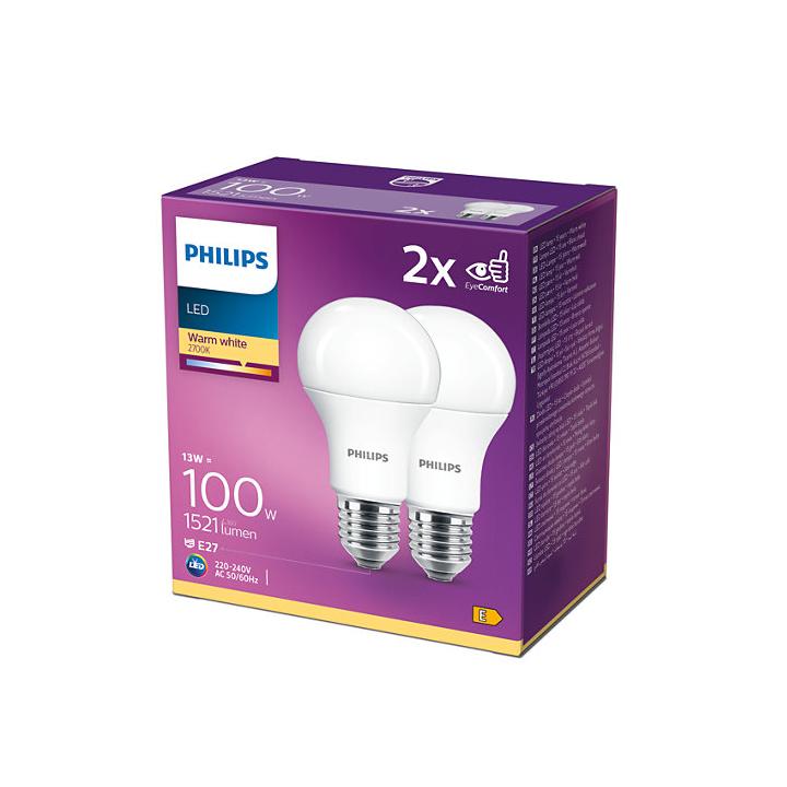 žárovka E27 LED 13W--100W Philips teplá 3000K 2ks