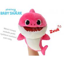 Plyšák Baby Shark maňásek 23cm růžový s volitelnou rychlostí hlasu