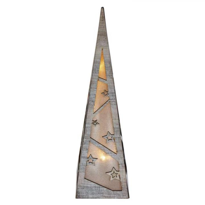 EMOS LED pyramida dřevěná, 36 cm, 2x AA, vnitřní, teplá bílá, časovač DCWW09