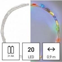 EMOS D3AM04 LED vánoční nano řetěz, 1,9 m, 2x AA, vnitřní, multicolor, časovač