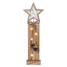 EMOS DCWW10 LED dekorace dřevěná – hvězdy, 48 cm, 2x AA, teplá bílá, časovač