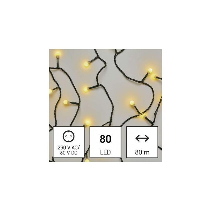 EMOS D5AW02 LED vánoční cherry řetěz – kuličky, 8 m, venkovní i vnitřní, teplá bílá, časovač