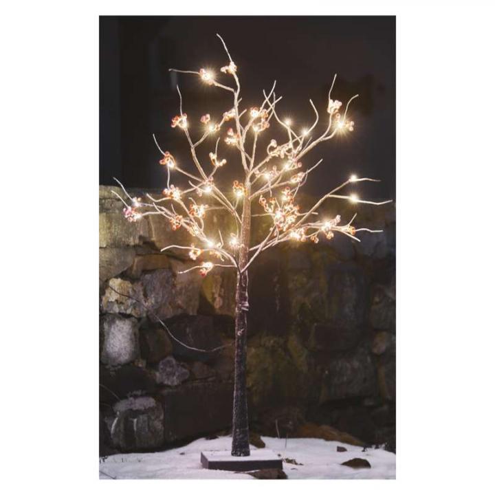 EMOS LED svítící stromek s bobulemi, 120 cm, venkovní i vnitřní, teplá bílá, časovač