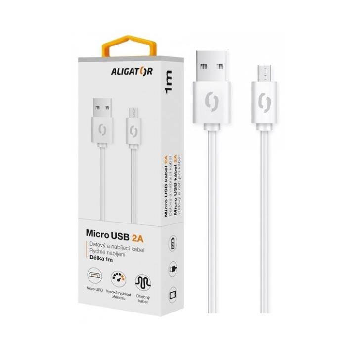 ALIGATOR Datový kabel 2A, micro USB bílý DAKA002