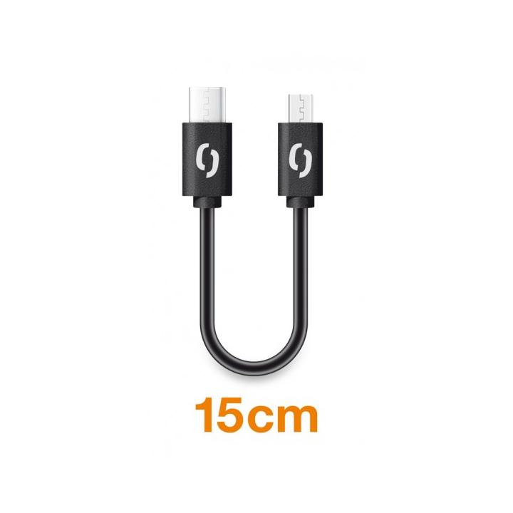 Datový kabel ALIGATOR POWER USB-C/MicroUSB 15cm, černý