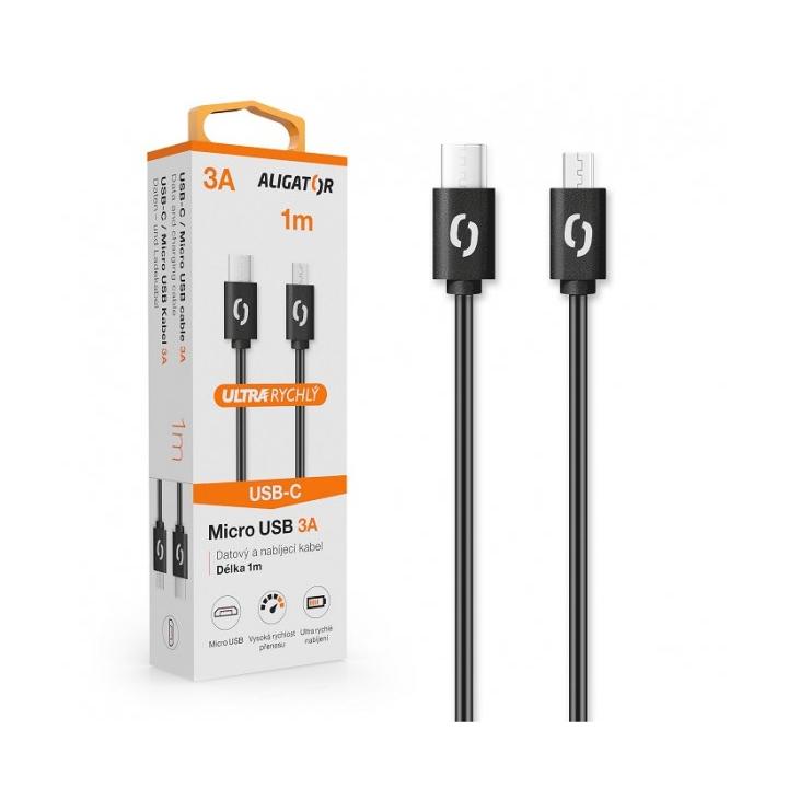 ALIGATOR POWER 3A, USB-C/microUSB, černá DATKP41