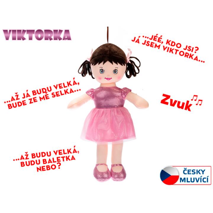 Panenka Viktorka hadrová 32cm česky mluvící na baterie světle růžová 0m+