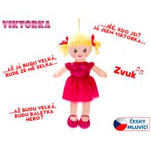 Panenka Viktorka hadrová 32cm česky mluvící na baterie tmavě růžová 0m+