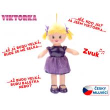 Panenka Viktorka hadrová 32cm česky mluvící na baterie fialová 0m+