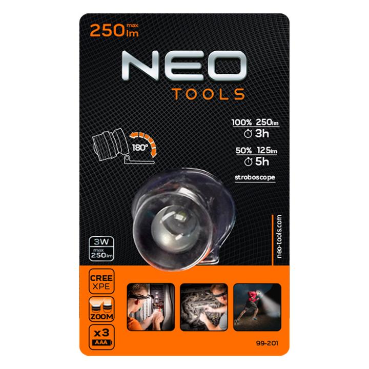 Neo Tools svítilna čelovka 250lm  3xAAA