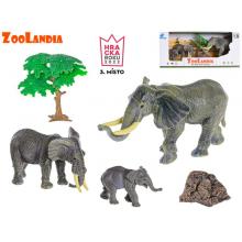 Zoolandia slon s mláďaty a doplňky v krabičce