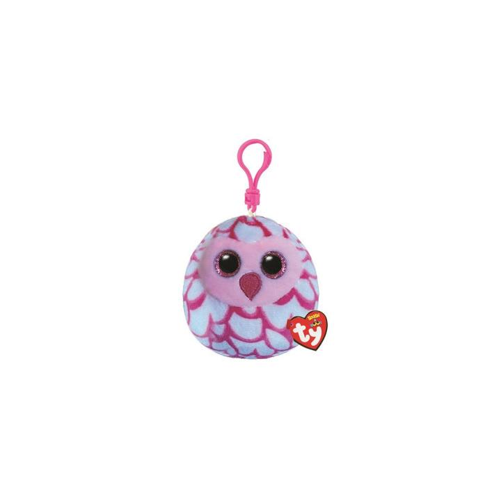 Ty Sguishy Beanies PINKY Clip 8,5 cm - růžová sova