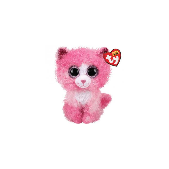 Beanie Boos REAGAN růžová kočka s kudrnatými vlasy