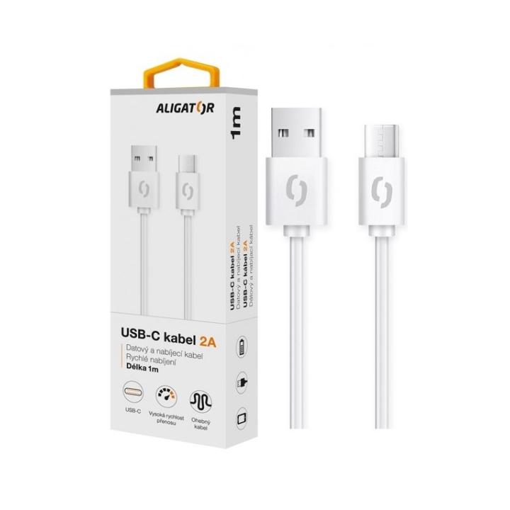 Kabel USB-C 1,0m Aligator bílý 2A