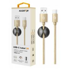 Kabel  USB-C 1m Aligator zlatý 2A
