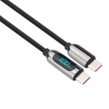 Solight USB-C - C kabel s displejem černý 2m