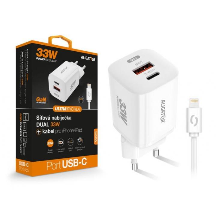 Nabíj. AL. USB-C+USB-A + kabel Lighting 230V/5V 33W bílá CHPD0022